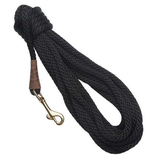 Mendota Products Obedience 20 Check Cord Dog Lead Black 3/8-Inch x 20-Feet