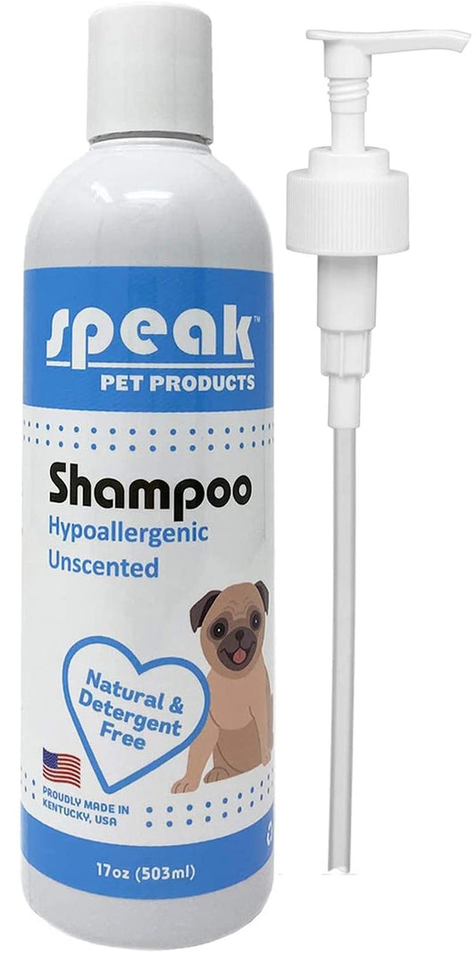 Speak Pet Products Natural Hypoallergenic Unscented Dog Shampoo with Pump 17oz